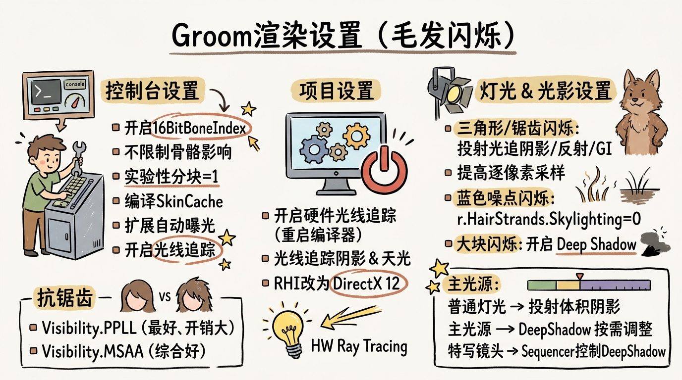 Groom渲染设置（毛发闪烁）
