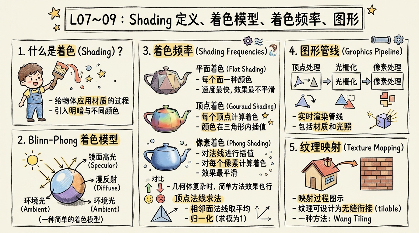 L07~09：Shading 定义、着色模型、着色频率、图形