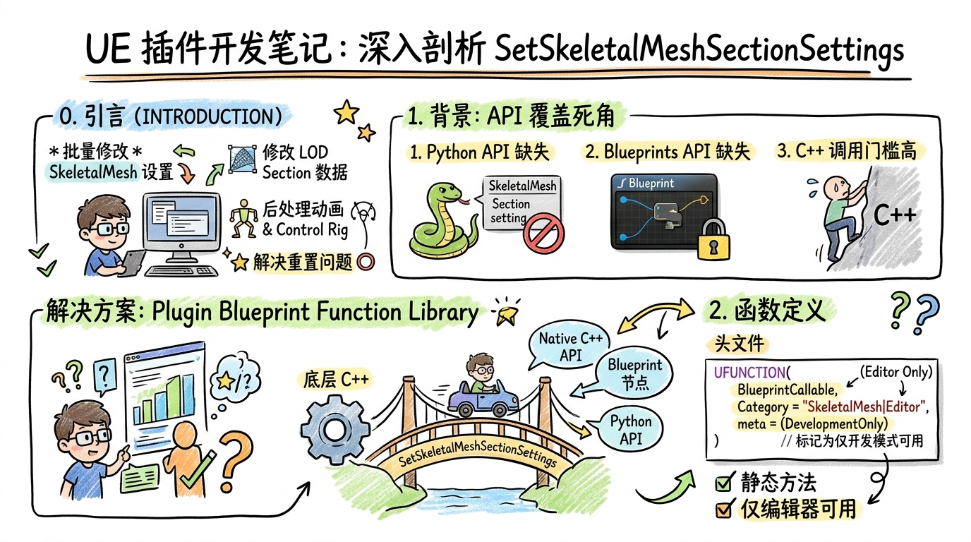 UE 插件开发笔记：深入剖析 SetSkeletalMeshSectionSettings