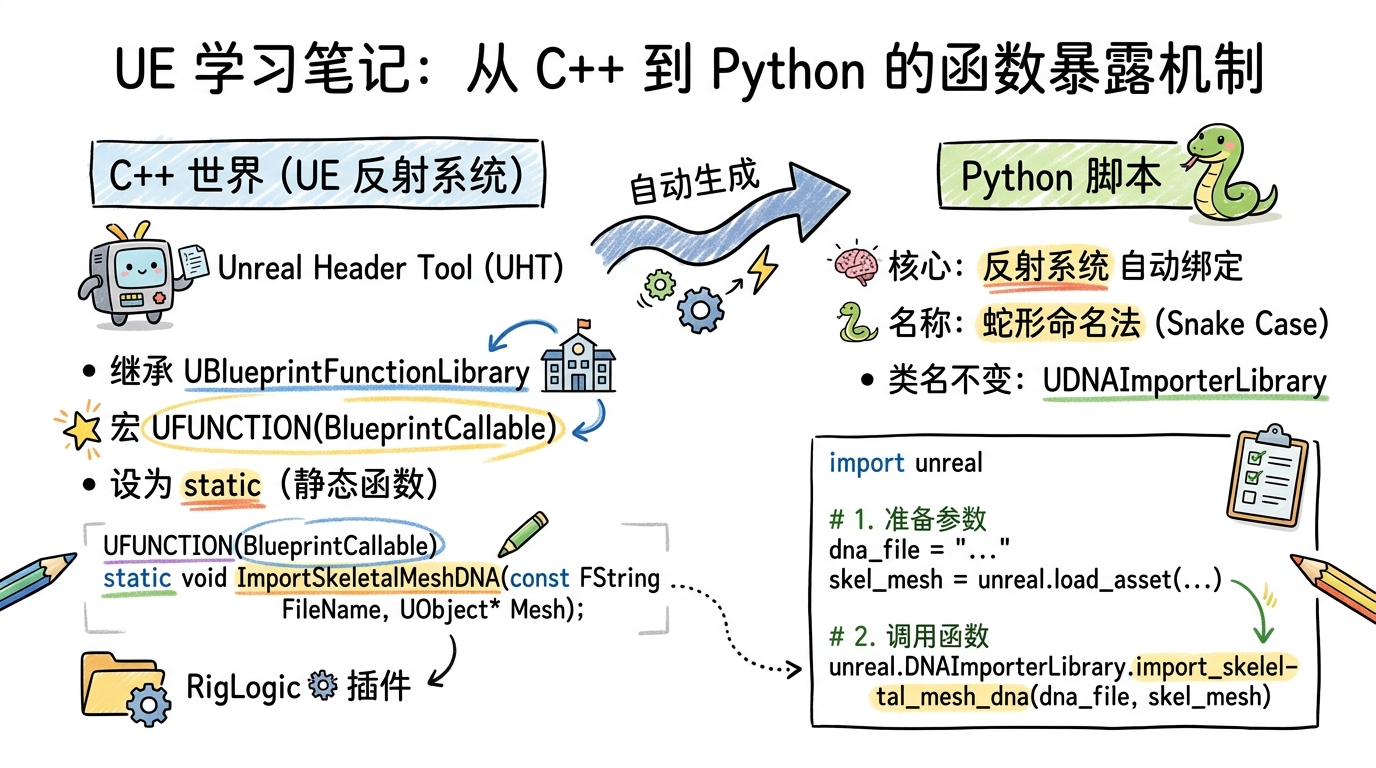 UE 学习笔记：从 C++ 到 Python 的函数暴露机制