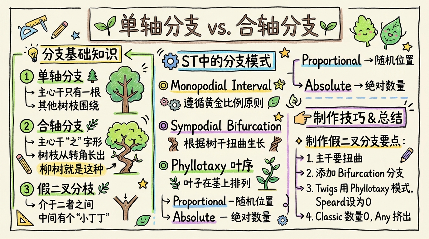 单轴分支、合轴分支